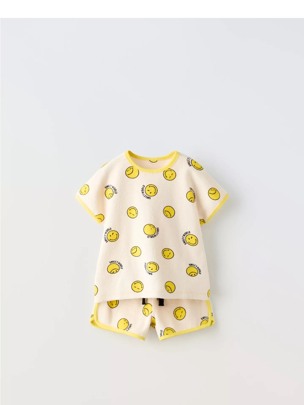 Smiley Face Two-Piece Baby Outfit in Cream and Yellow